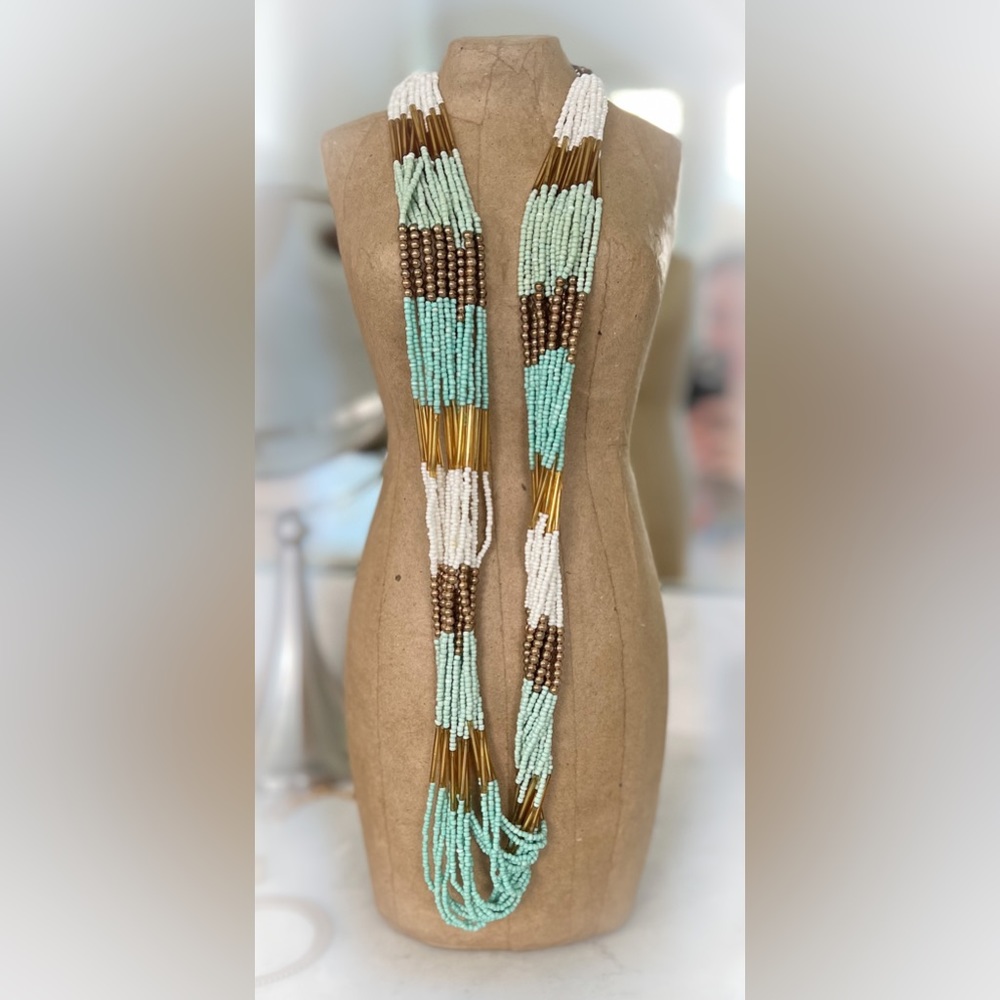 Gold & Turquoise Beaded Necklace